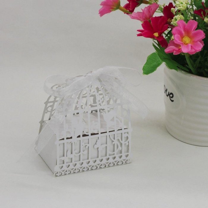 50PC Candy Box,Morecome Birdcage Flowers Laser Cut Favor Candy Box (Purple) N10