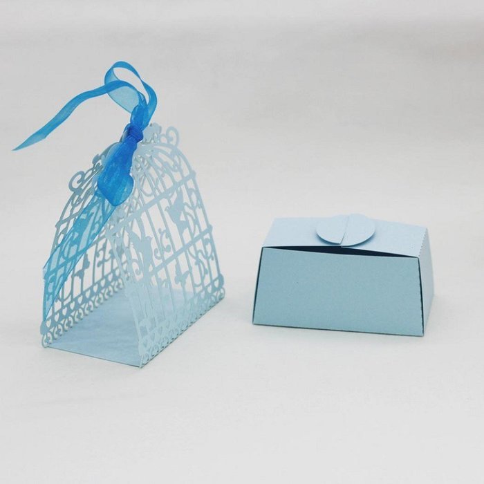 50PC Candy Box,Morecome Birdcage Flowers Laser Cut Favor Candy Box (Purple) N11