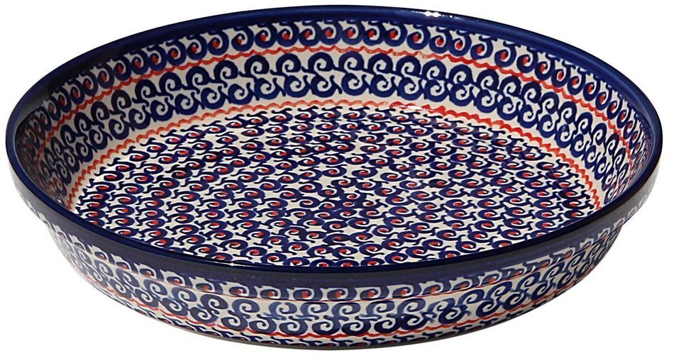 Polish Pottery Dish Pie Plate 10" From Zaklady Ceramiczne Boleslawiec #879-1126a Classic Pattern, Height: 1.8"...