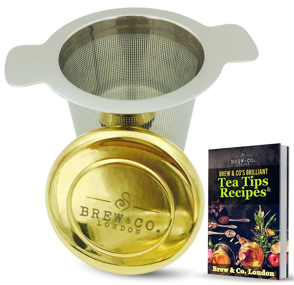 Premium Loose Tea Infuser - Extra Fine Mesh Stainless Steel Strainer - Multi Cup Filter with Coaster Drip Tray... N13