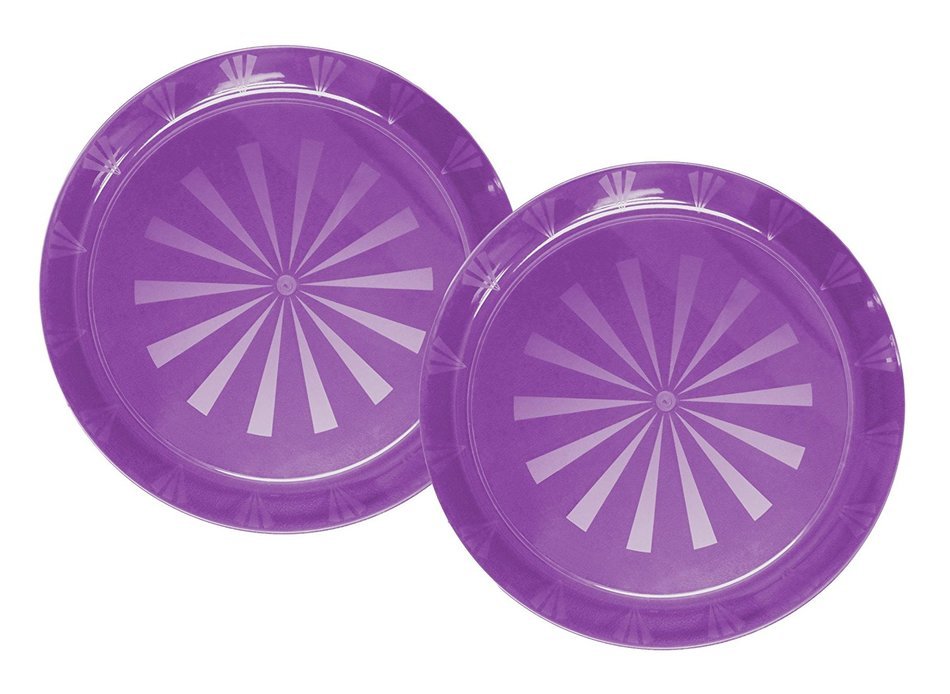 Party Essentials Hard Plastic 12-Inch Round Serving Trays, Purple, 2Pk N7