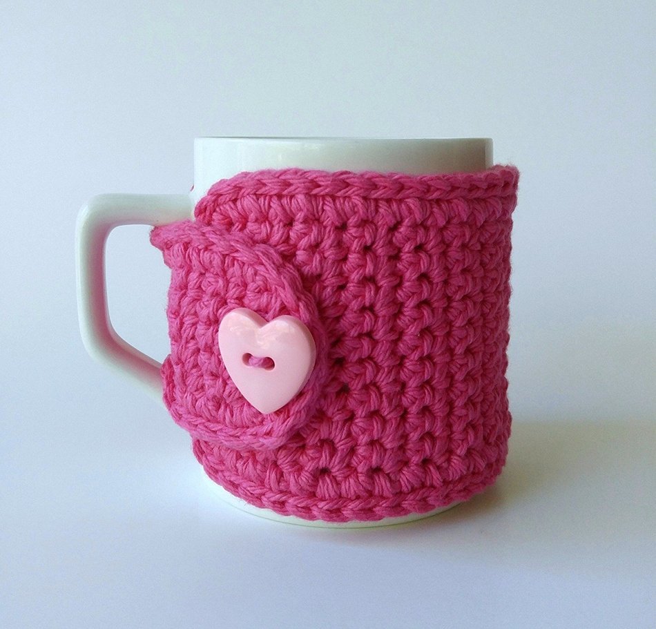 Coffee Mug Cozy in Hot Pink Fuchsia N2