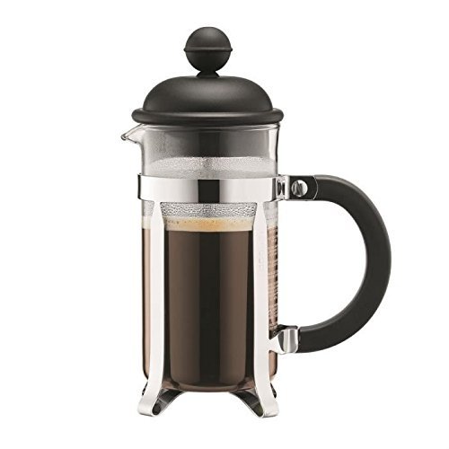Bodum Caffettiera - French Press Cafetiere - Heat Resistant Borosilicate Glass with Black Handle and Lid - 3 Cups...