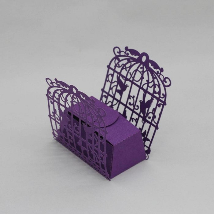 50PC Candy Box,Morecome Birdcage Flowers Laser Cut Favor Candy Box (Purple) N12