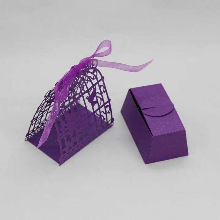 50PC Candy Box,Morecome Birdcage Flowers Laser Cut Favor Candy Box (Purple) N13
