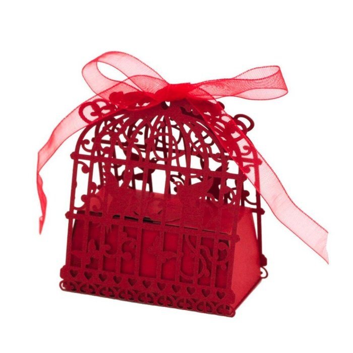 50PC Candy Box,Morecome Birdcage Flowers Laser Cut Favor Candy Box (Purple) N14