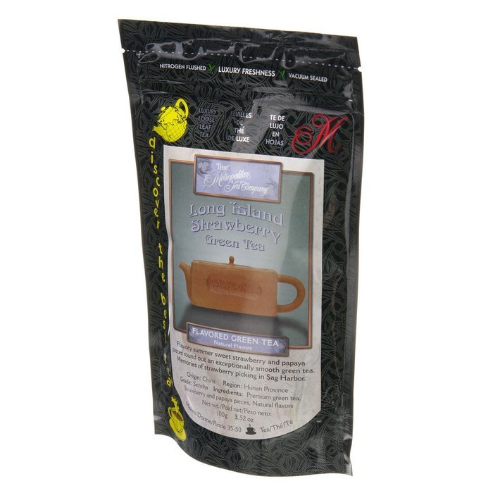 Metropolitan Tea Discovery Loose Tea Pack, Long Island Strawberry Flavored Green, 100gm N5