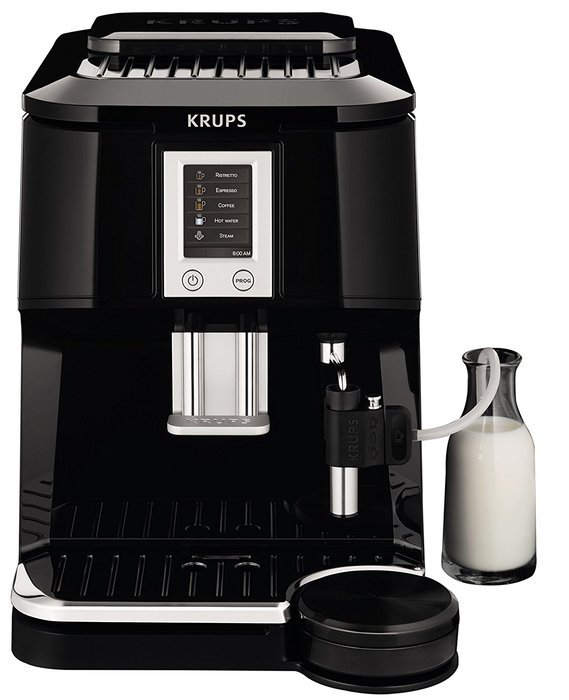 KRUPS EA8808 2-IN-1 Touch Cappuccino Fully Automatic Espresso Machine, 57-Ounce, Black N8