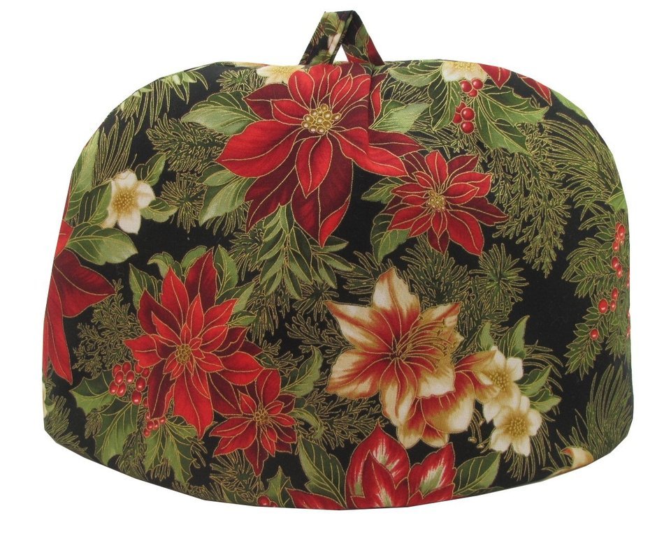 Traditional English Dome Tea Cozie Fully Lined (Holiday Elegance Ruby) N7