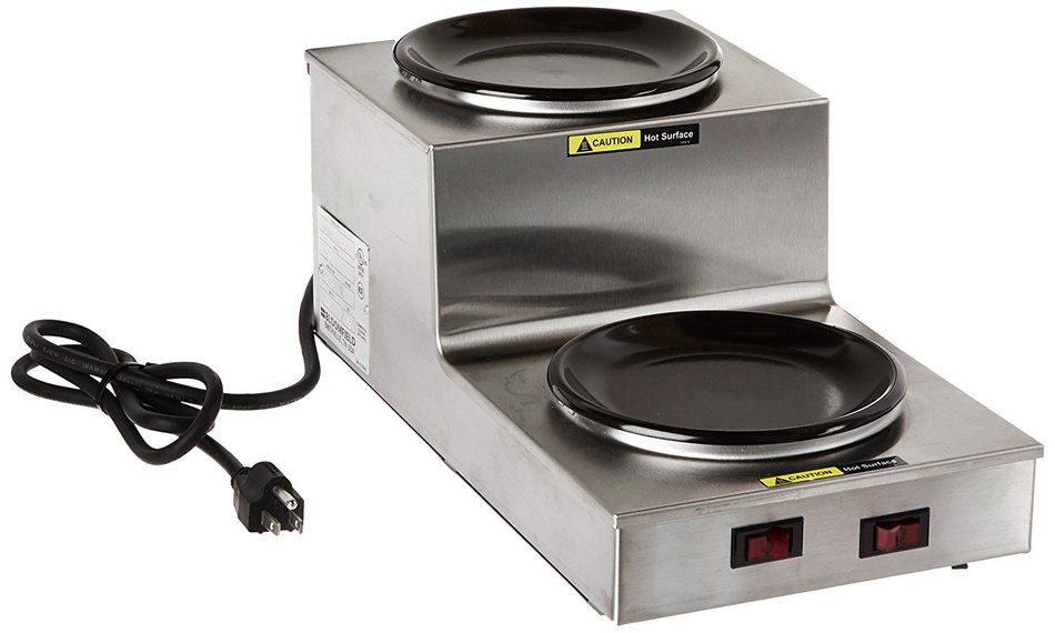 Bloomfield 8708DSU Coffee Warmer, 2-Station, Step-up, Stainless Steel, 14 1/2" Depth, 7 1/2" Width, 6 1/2" Height