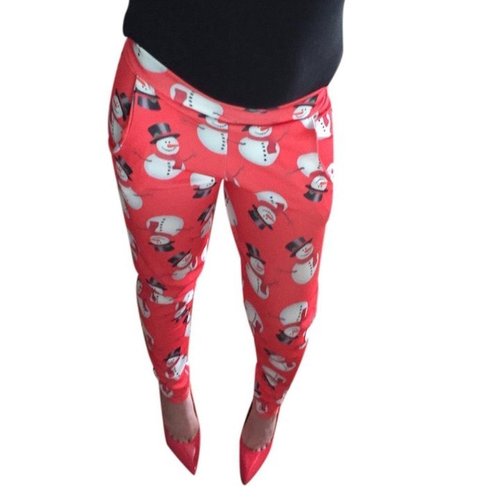 PHOTNO Fashion Women Christmas Skinny Printed Stretchy Pants Leggings N12