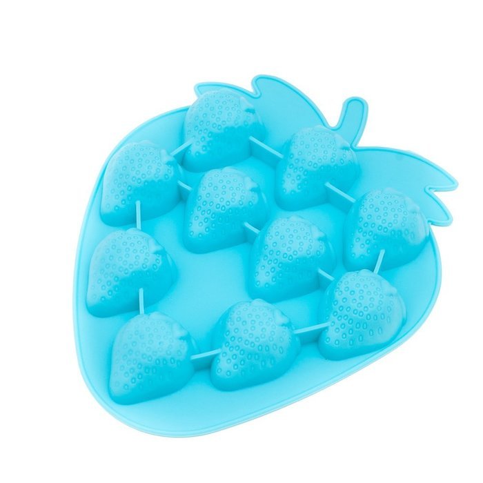 KeeSilic Silicone Ice Tray 10 Cavity Strawberry Blue N2