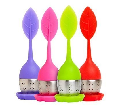 Tongzuo Silicone Loose Leaf Tea Infuser Strainer with Resting Coaster (Red, Blue, Green and Pink Optional) (2,... N26