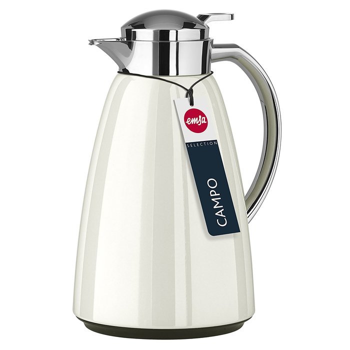 Emsa Campo Stainless Steel Thermal Carafe with Glass Liner, 34 oz, White N4