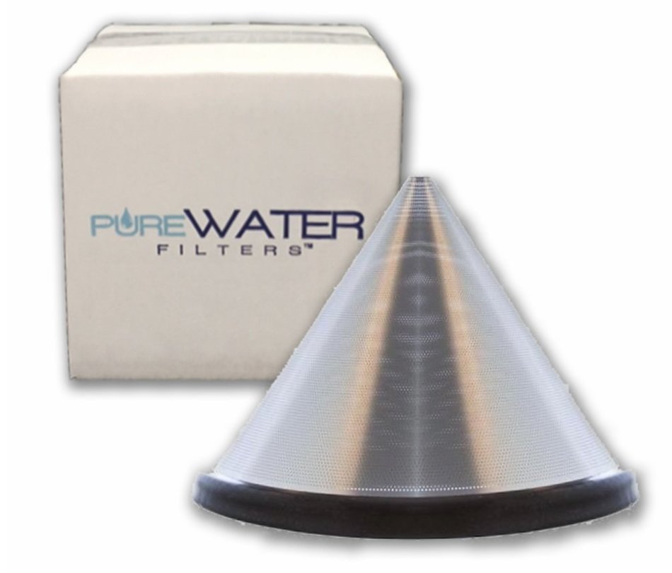Premium Chemex Stainless Steel Cone Coffee Filter, Fits 6, 8 & 10 Cup Coffee Brewers, by PureWater