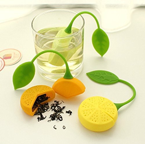 Hot sale cute Lemon Silicone Loose Tea Strainer Herbal Spice Infuser Filter Tools(2 Pcs Yellow) N5