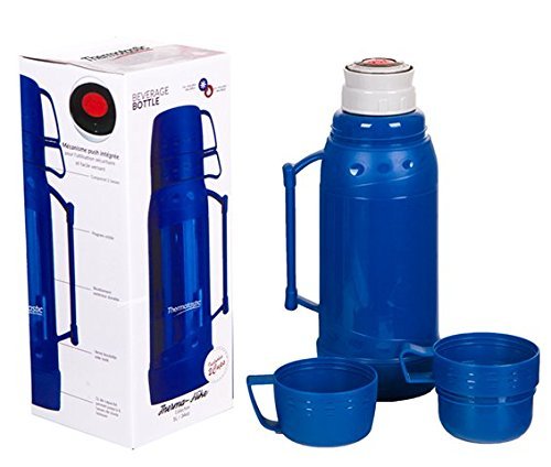 Thermotastic 1L Vacuum Insulated Therma-Hike King Beverage Bottle, 2 Free Cups (Sky Blue)