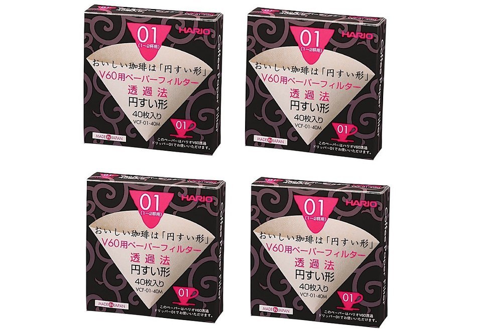 HARIO Filter Paper Filter For V60, 1-2 Cups (160 Sheets) Natural Paper Color VCF-01-40M