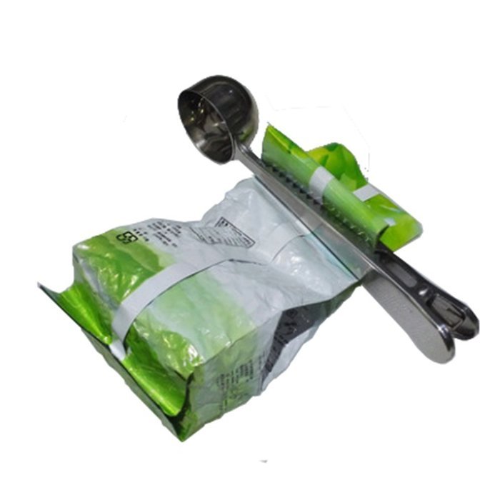 Oak-Pine Silver Stainless Steel Ground Coffee Tea Measuring Spoon with Bag Seal Clip Inspired Kitchenware N5
