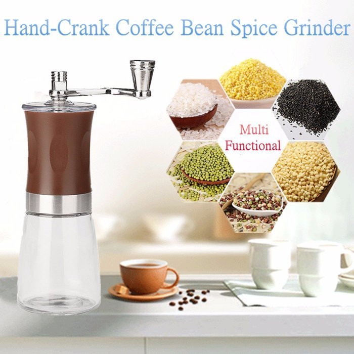 SOLOOP Hand-Crank Coffee Bean Grinder Stainless Steel & ABS & Glass Manual Burr Coffee Mill Grinder N7