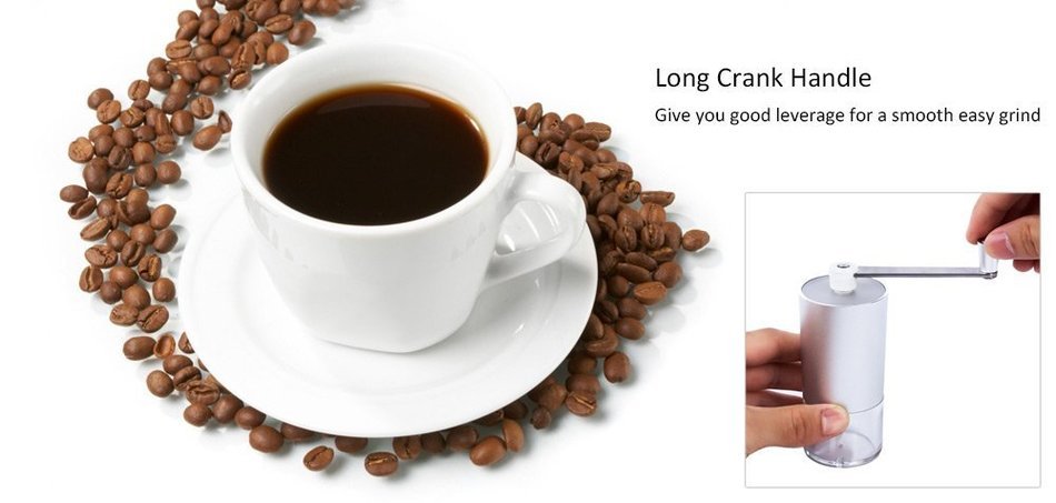 Adjustable Aluminum Ceramic Hand Crank Manual Coffee Grinder Bean Portable Mill N4