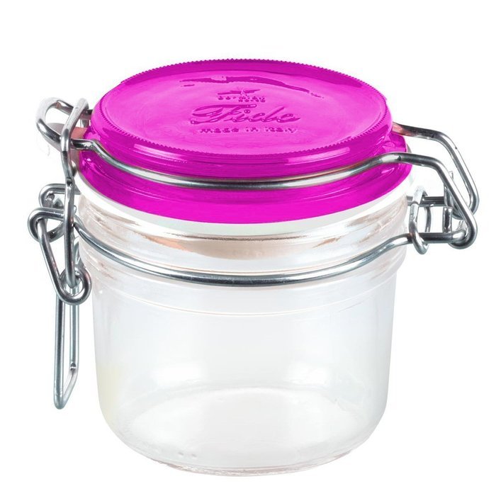 Bormioli Rocco 3 Fido Jars Capacity 200ml 6 76fl Oz Fuchsia Lid [ Italian Import ] N2