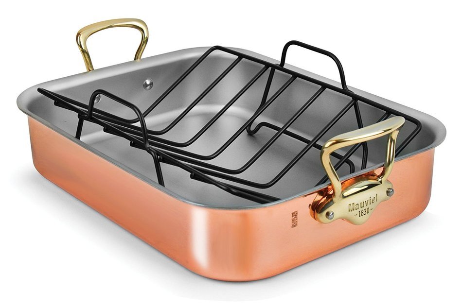 Mauviel Copper Roasting Pan with Rack (Bronze Handles) N2