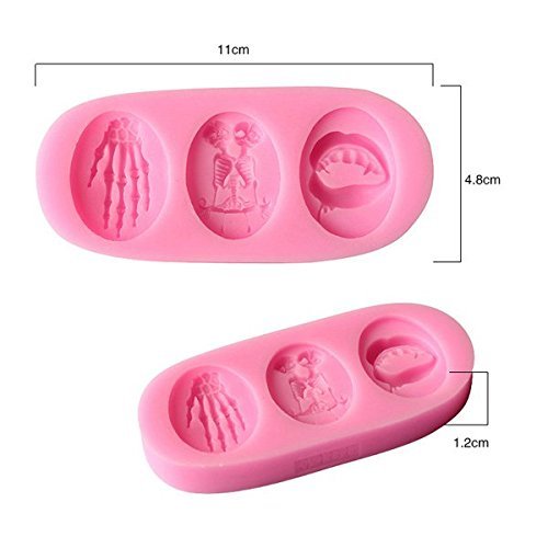 Bluelover 3D Halloween Skull Shape Fondant Cake Silicone Mold Candy Jelly Chocolate Mold Cake Decorator Baking... N2