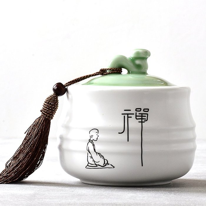 XDOBO L Ceramic Tea Tin Dry Goods Seal Pot Tea Storage Container Sealed Can Tea Accessories (D) N4