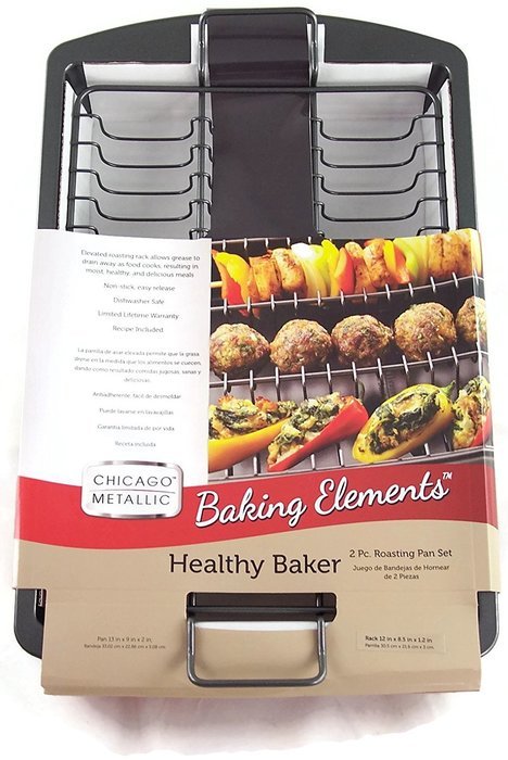 Chicago Metallic 2 Piece Roasting Pan Set Meat Ball Roaster N2