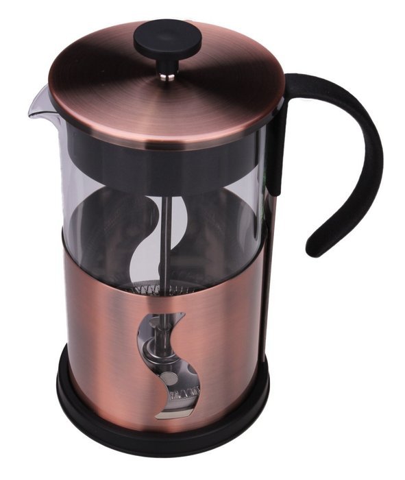 Gourmet 1 Liter Matte Copper French Press Coffee Brewer with S Shaped Design N4
