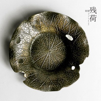 CCWY Large hand-carved hammer Tin coaster copper art coaster Cup pot holding saucer Taiwan tea zero allocation... N13