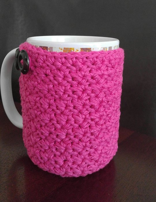 Cotton Coffee Cozy Hot Pink Cozy and Coaster in One N6