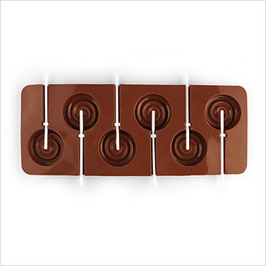 Y&XL&H 1pc 6 Holes Round Chocolate Lollipop Mold Lolly Pop Silicone mould Ice Cube Cookie Cupcake Molds(Random... N2