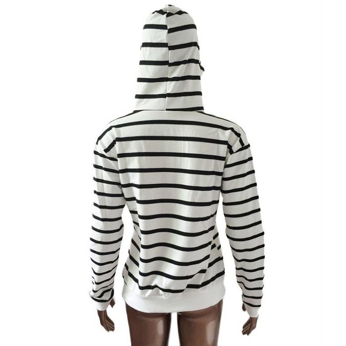 Pullover Tops,Morecome Womens Stripe Loose Casual Long Sleeve Hoodie Sweatshirt (S, Black) N15