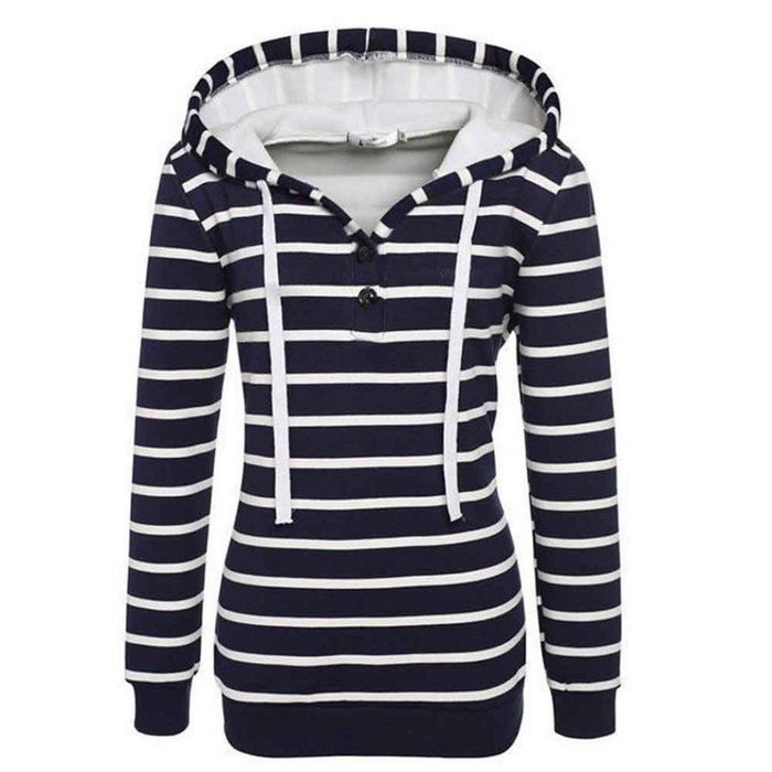 Pullover Tops,Morecome Womens Stripe Loose Casual Long Sleeve Hoodie Sweatshirt (S, Black) N16