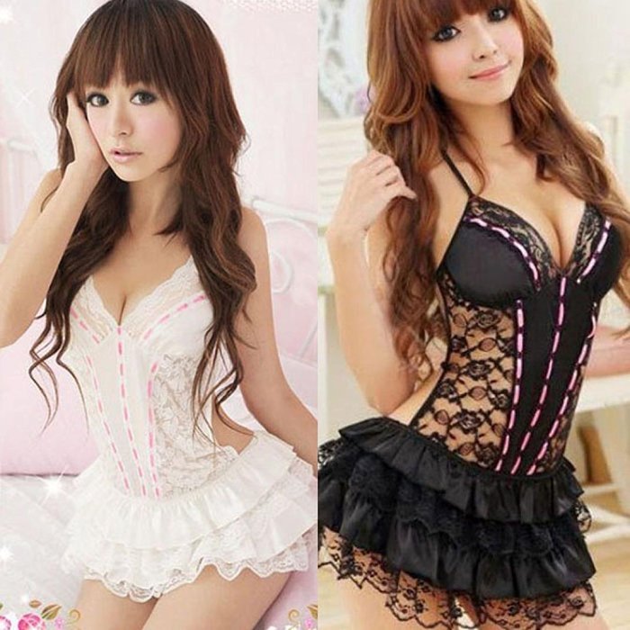 Underwear, PHOTNO 1PC Lace Passion Lingerie Backless Halter Babydoll G-string Dress N6