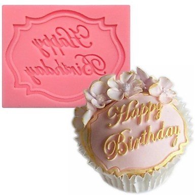 Y&XL&H Happy Birthday Shaped Fondant Cake Chocolate Silicone Mold,Cupcake Decoration Tools,L7.3cmW5.6cmH0.7cm N2