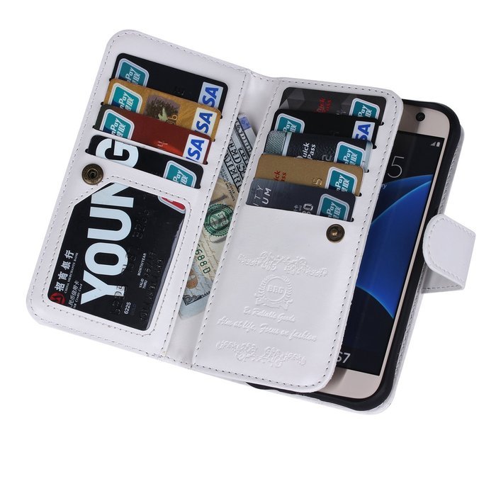 S7 Case, Premium Wallet Leather Credit Card Flip Folio Case by Juzi&reg; - Detachable Magnetic Back Cover with Lanyard... N3