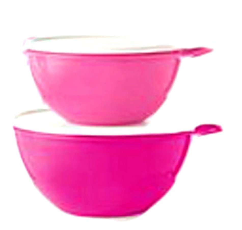 Tupperware Thatsa Mixing Bowls with Airtight Lids New Two Shades of Pink Punch 2 Bowl Set