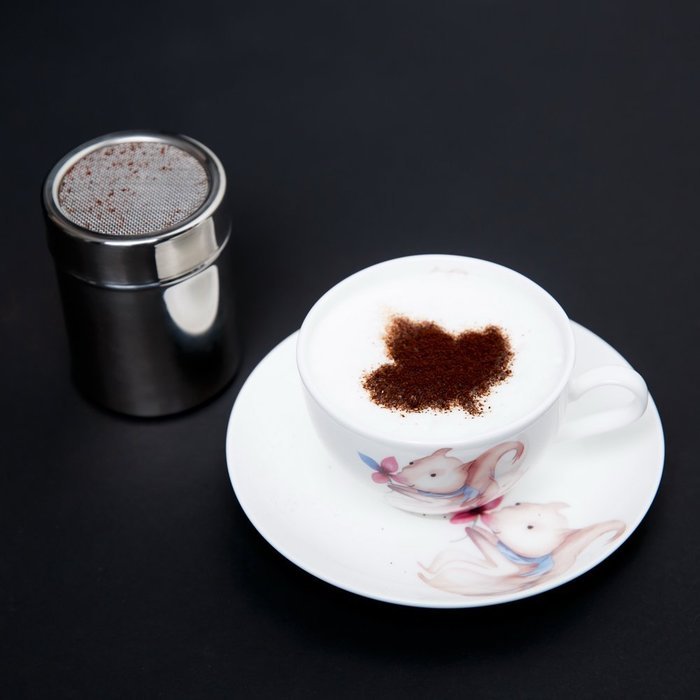 FairTree Coffee Duster Fine Mesh Flour Coffee Shaker Stainless Steel and 16pcs Cappuccino Coffee Stencils Template...