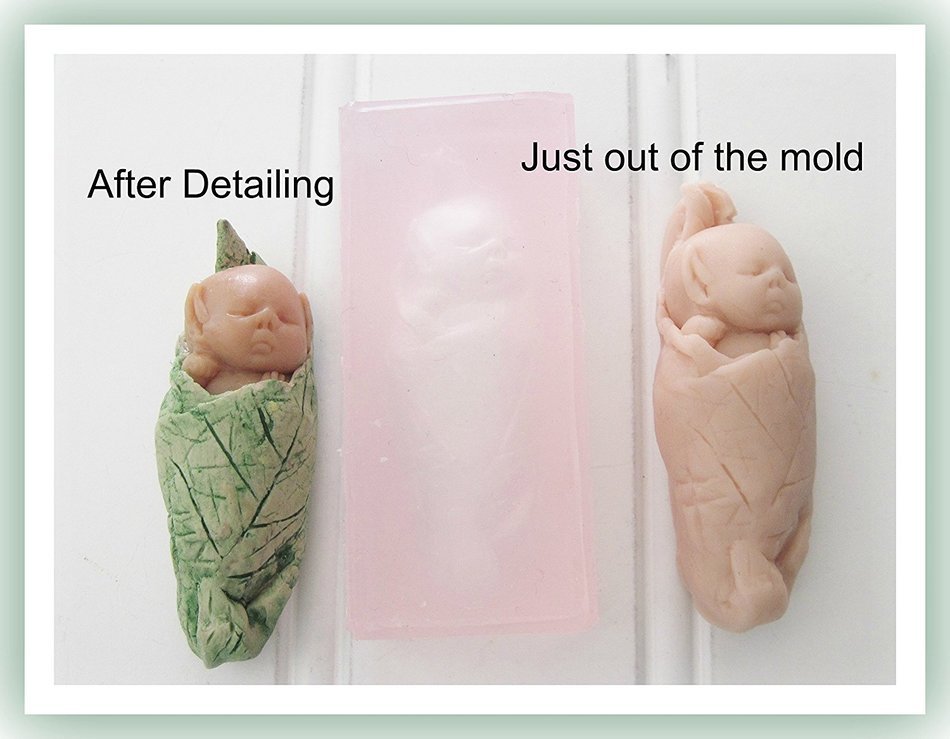 Silicone Mold Elf in Leaf Handmade Supply 2.5" N2