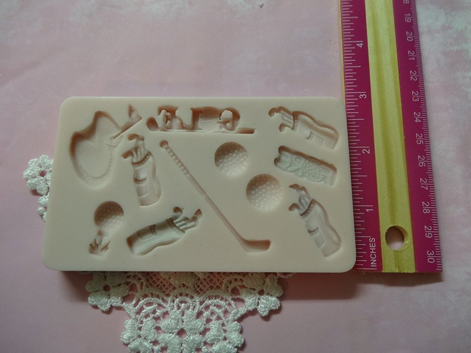 Golf Set, sports, sport Silicone Mold By Oh! Sweet Art FDA Approved for Food N3