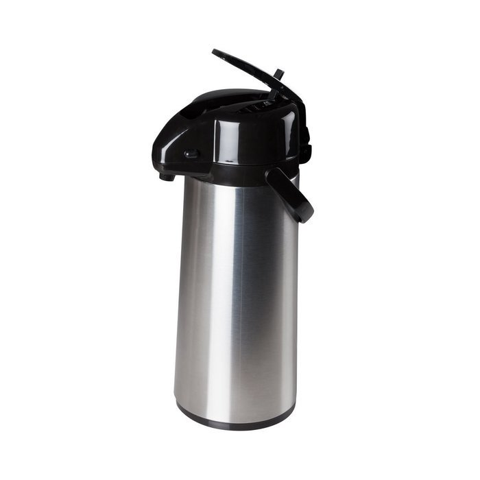 FortheChef's 2.5 L Stainless Steel Lever Top Airpot, Glass-Lined