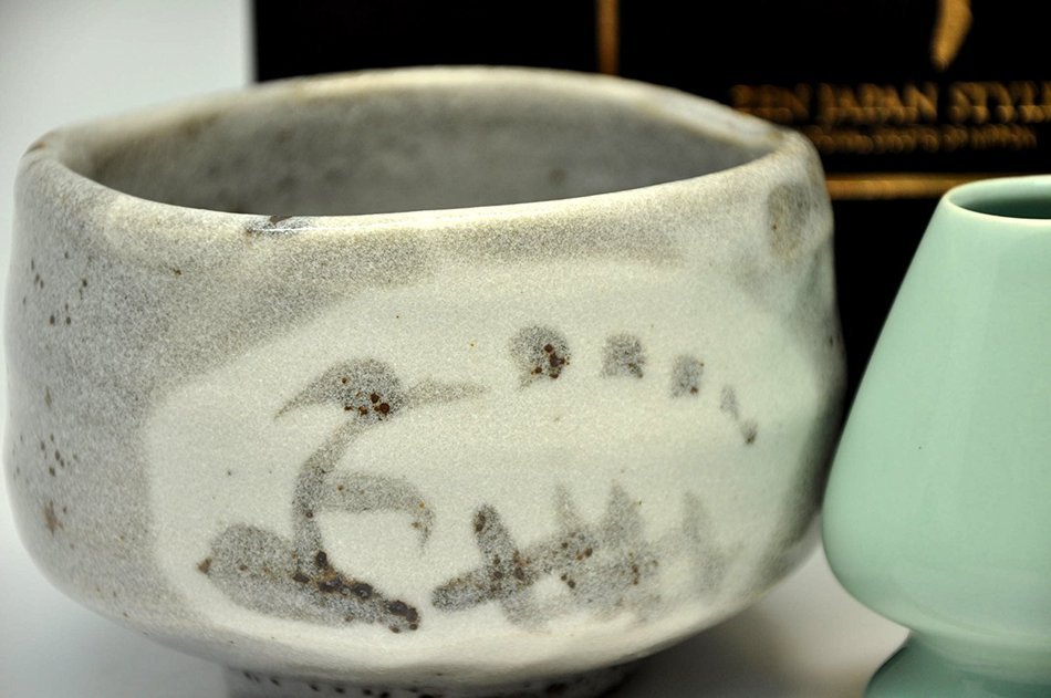 Japanese Mino Yaki ware Matcha Bowl And Tea Ceremony Set Green Tea 11 / 11 / 8cm (4.3 / 4.3 / 3.1inch)[7394] N4