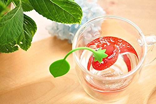 Teanfa Cute Reusable Strawberry Silicone Herbal Spice Tea Leaf Infuser Strainer Filter Bag Tea Ball (Red) N12