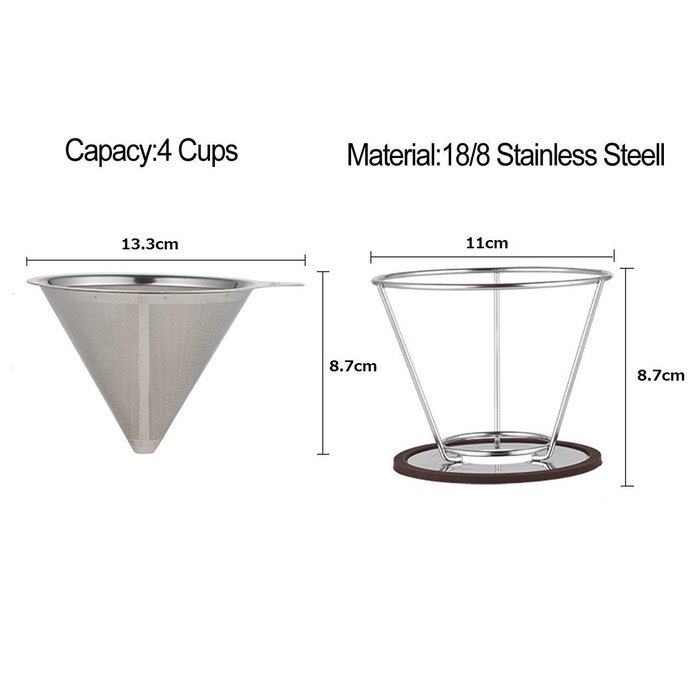 Miss Coffee Pour Over Coffee Dripper - Stainless Steel Reusable Coffee Filter and Paperless Single Cup Coffee... N7
