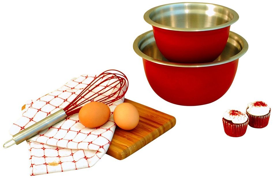 Cook Pro 798 2-Piece Stainless Steel Mixing Bowl Set, Red