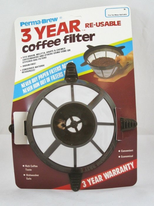 Perma Brew 3 Year Reusable Coffee Maker Filter Fluted Basket Easy To Fill N2