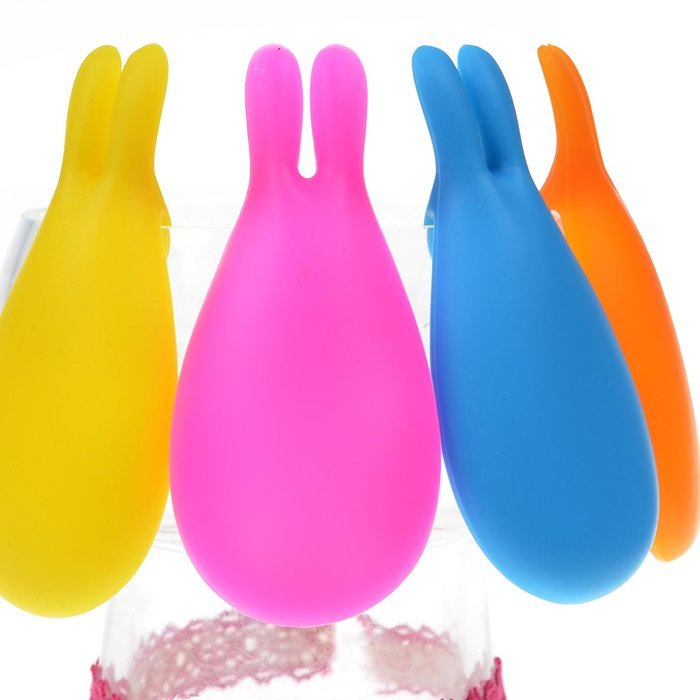 COSMOS Pack of 4 Assorted Colors Rabbit Shape Silicone Tea Bag Holder Clip for Cup Mug N3